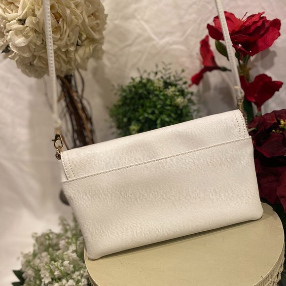 CLARKS White Leather Flap Clutch - Picture 3 of 4